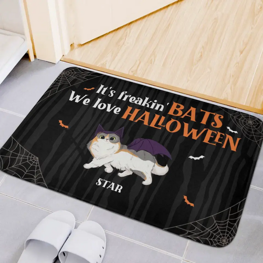 Custom We Love Halloween Mat- Personalized Decorative Doormat - Gift For Pet Lovers, Halloween Gift