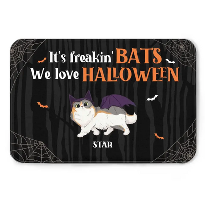 Custom We Love Halloween Mat- Personalized Decorative Doormat - Gift For Pet Lovers, Halloween Gift