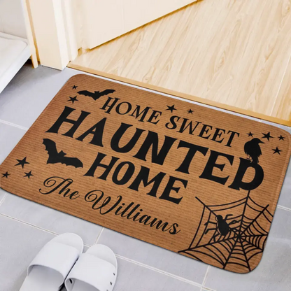 Custom Home Sweet Haunted Home Doormat - Family Personalized  Home Decor Decorative Mat - Halloween Gift For Family Members