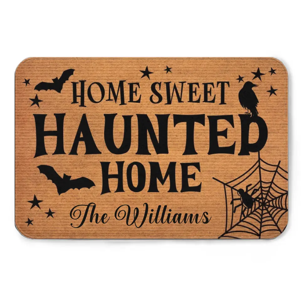 Custom Home Sweet Haunted Home Doormat - Family Personalized  Home Decor Decorative Mat - Halloween Gift For Family Members