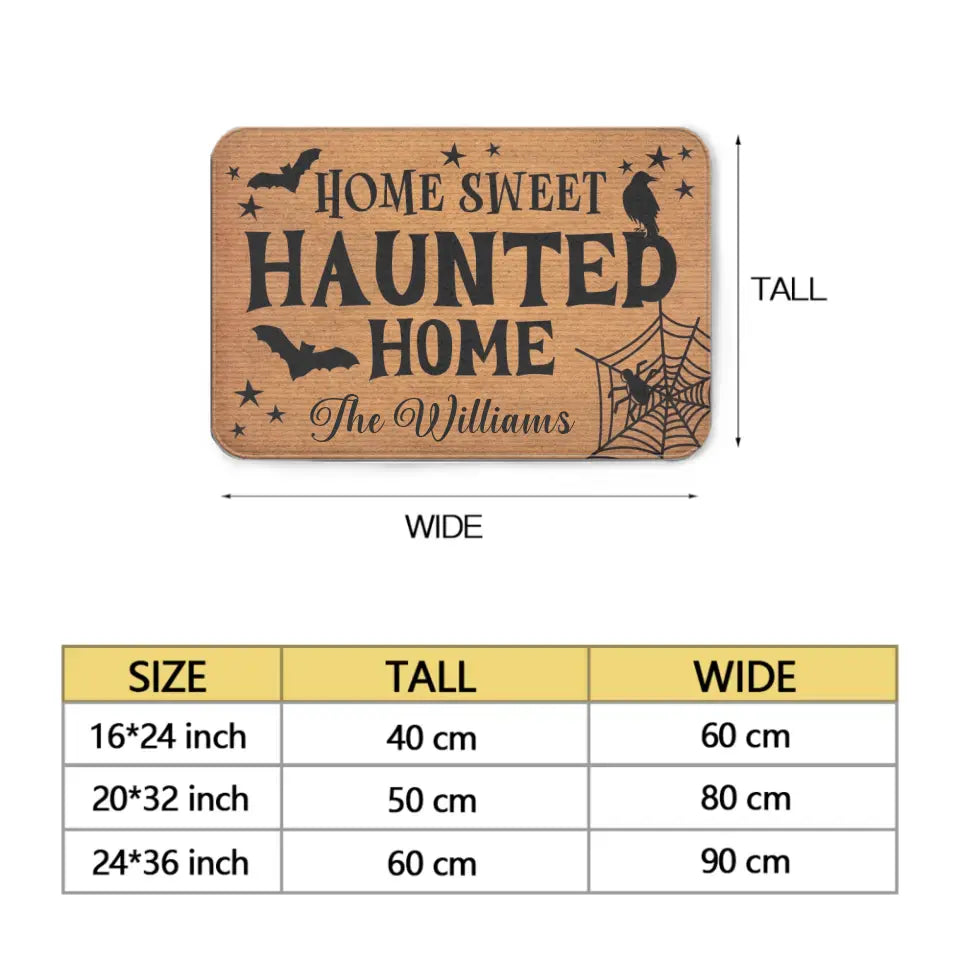 Custom Home Sweet Haunted Home Doormat - Family Personalized  Home Decor Decorative Mat - Halloween Gift For Family Members