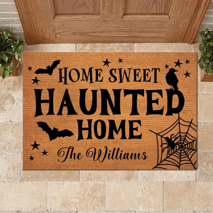 Custom Home Sweet Haunted Home Doormat - Family Personalized  Home Decor Decorative Mat - Halloween Gift For Family Members