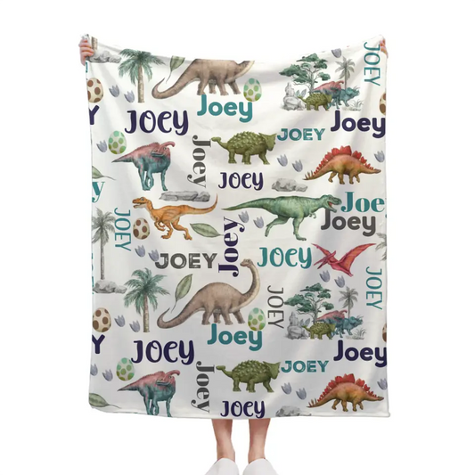 Dinosaur Century - Personalised Name Dinosaur Blanket - Gifts for Children,family