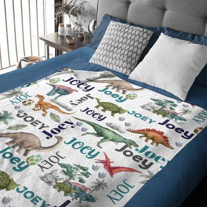 Dinosaur Century - Personalised Name Dinosaur Blanket - Gifts for Children,family