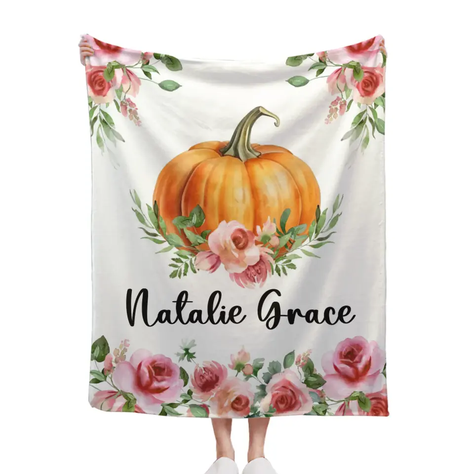 Pumpkin Halloween - Personalised Name Blanket - Gifts for Children,Newborn,New Mom