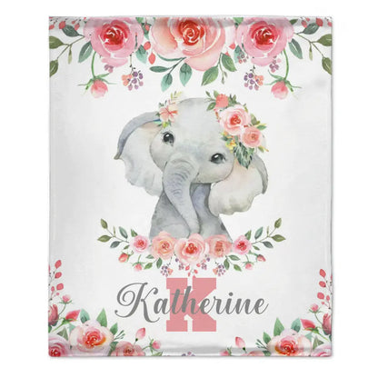 Cute Elephant - Personalised Name Blanket - Gifts for Children,Newborn,New Mom