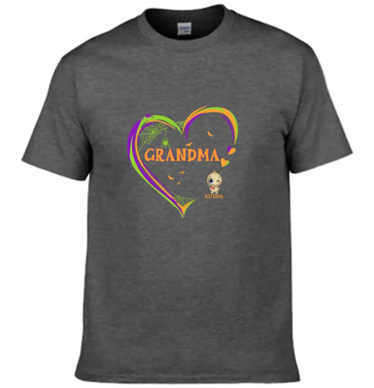 Grandma and Grandkids: The Perfect Halloween Pair - Personalized Family Custom T-Shirt - A Halloween Gift for Grandma