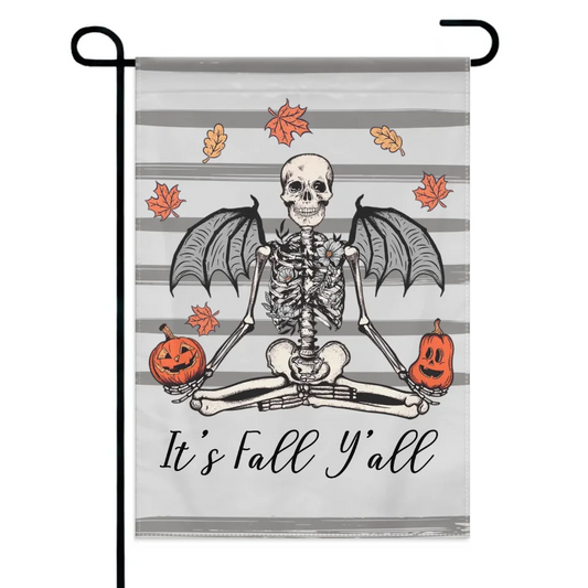 Pumpkin Skull - Scary Halloween Personalised Double Sided Flag - Gift For The Party