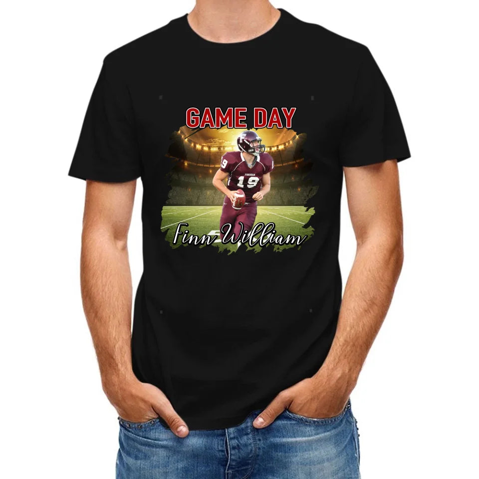 Personalized Photo Customized Name Customized Custom Team Name - Football Game Day Personalized T-Shirts - Gifts for Football Fans