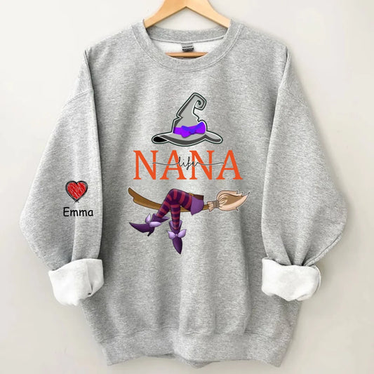 Magic Grandma - Personalized Name Custom Sweatshirt with Grandchildren's Names Customized on the Sleeve - Gift for Grandma