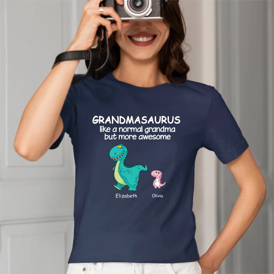 Grandma And The Children - Personalised Nickname Dinosaur T-Shirt - Gifts for Family