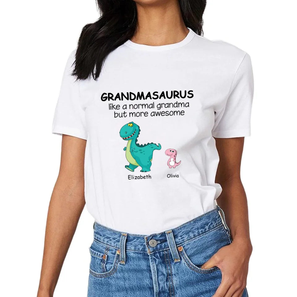 Grandma And The Children - Personalised Nickname Dinosaur T-Shirt - Gifts for Family