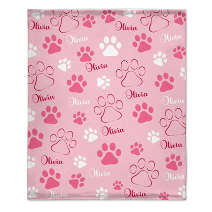 Cute Dog Paw Print - Personalized Name Custom Pet Name Blanket Personalized Dog Blanket - Gifts for Dog Lovers