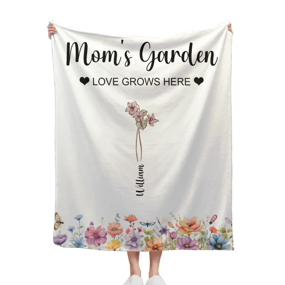 Birthday Flower Custom Blanket - Personalised Family Name And Birthday Flowers  Blanket - A Gift For Family,Mom