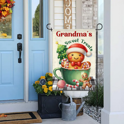 Customized Garden Decorations For Christmas - Personalized Nicknames, Names And Christmas Dessert Patterns Christmas Vibes Garden Flags - Christmas Gifts For Grandma,Family