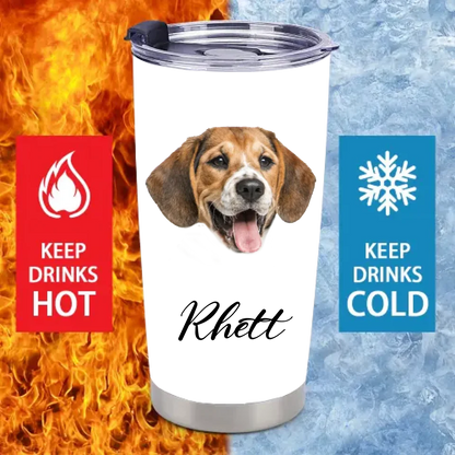 Custom Pet Themed Insulated Mugs - Personalized Pet Name and Photo Mug - Pet Lover Gifts