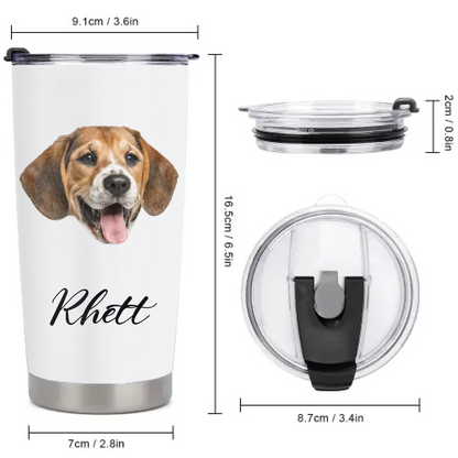 Custom Pet Themed Insulated Mugs - Personalized Pet Name and Photo Mug - Pet Lover Gifts