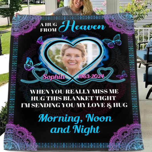 Customized Memorial Blankets - Personalized Name Time and Photo Character Memorial Flannel Blanket - A Sympathy Gift For Family,Friend,Yourself