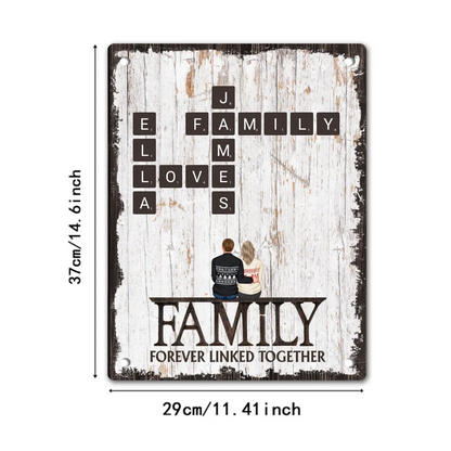 Custom Family Wall Art - Personalized Family Print and Scrabble Word Metallic Painting - Gifts For the Family,Yourself