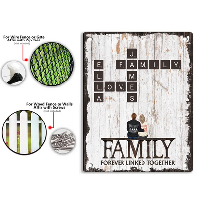 Custom Family Wall Art - Personalized Family Print and Scrabble Word Metallic Painting - Gifts For the Family,Yourself