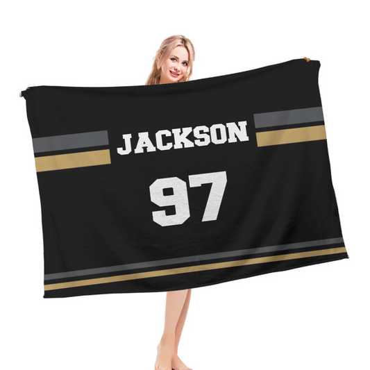 Customized Hockey Blankets - Personalized Soft Flannel Blanket With Name, Number And Team Theme Colors - A Gift For Field Hockey Player,Field Hockey Fans,Sports Enthusiast