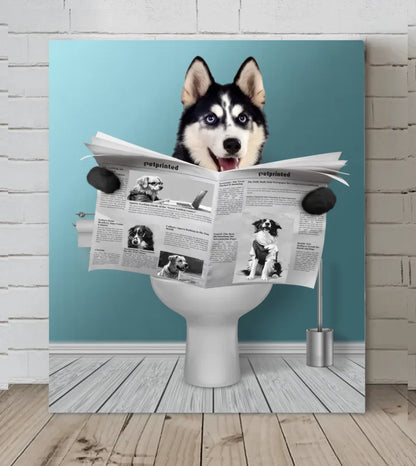 Customized Pet Reading Newspaper Fun Wall Art - Personalized Pet Photo And Background Color Unframed Canvas Painting - A Gift for Pet Owners,Pet Lovers,Yourself