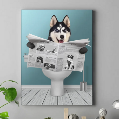 Customized Pet Reading Newspaper Fun Wall Art - Personalized Pet Photo And Background Color Unframed Canvas Painting - A Gift for Pet Owners,Pet Lovers,Yourself