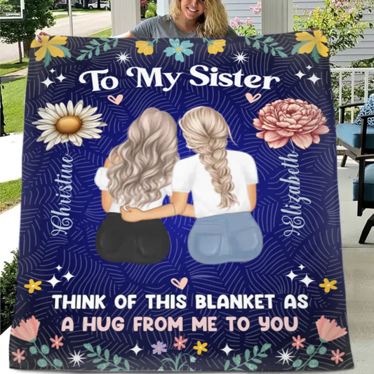 Customized Women's Snuggle Blanket - Memorial Blanket With Personalized Theme,Girls' Cartoon Image,Name And Birthday Flower - A Gift For Mom,Daughter,Sister,BFF