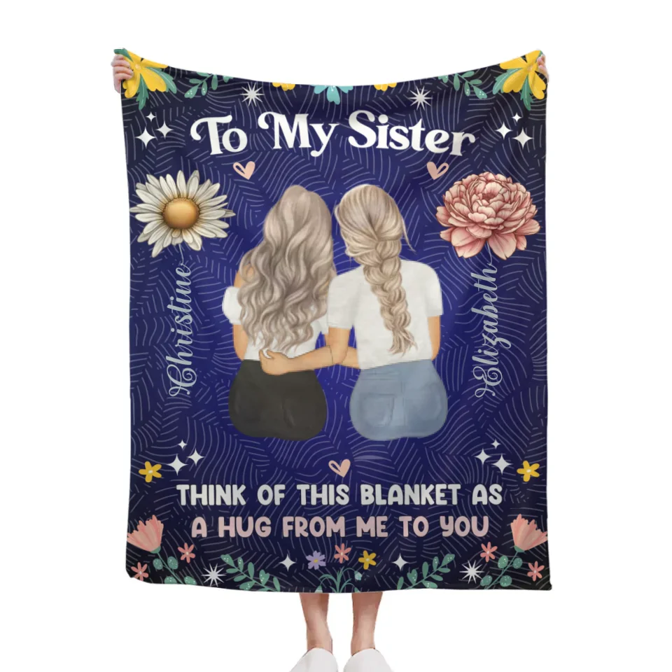 Customized Women's Snuggle Blanket - Memorial Blanket With Personalized Theme,Girls' Cartoon Image,Name And Birthday Flower - A Gift For Mom,Daughter,Sister,BFF