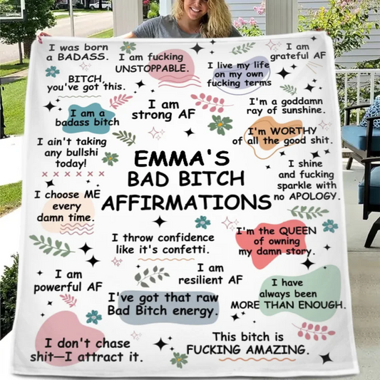 Custom B*tch Themed Fun Blanket - Personalized Title and Name Blanket in Cute Matching Colors - A Gift For Friend,BFF,Colleagues