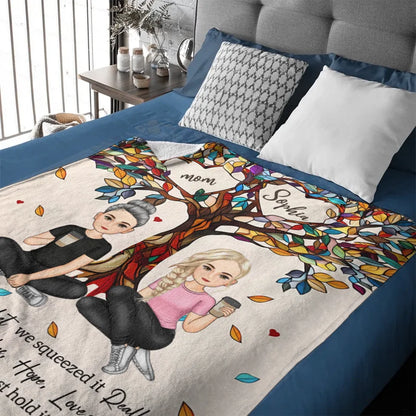 Customized Blankets for Moms and Kids - Personalized Character Cartoon Image and Name Love Tree Blanket - A Gift For Friend,Mom,Children