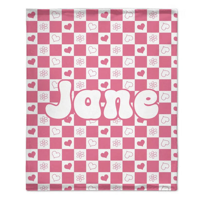 Customized Checkerboard Plaid Blanket - Personalized Name Multicolor Plaid Blanket - A Gift For Children,Baby,Friend