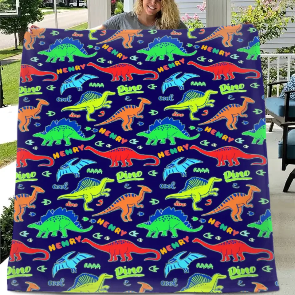 Raaa! Cool Fluorescent Cartoon Dinosaur Blanket - Gift For Kids Who Love Dinosaurs!