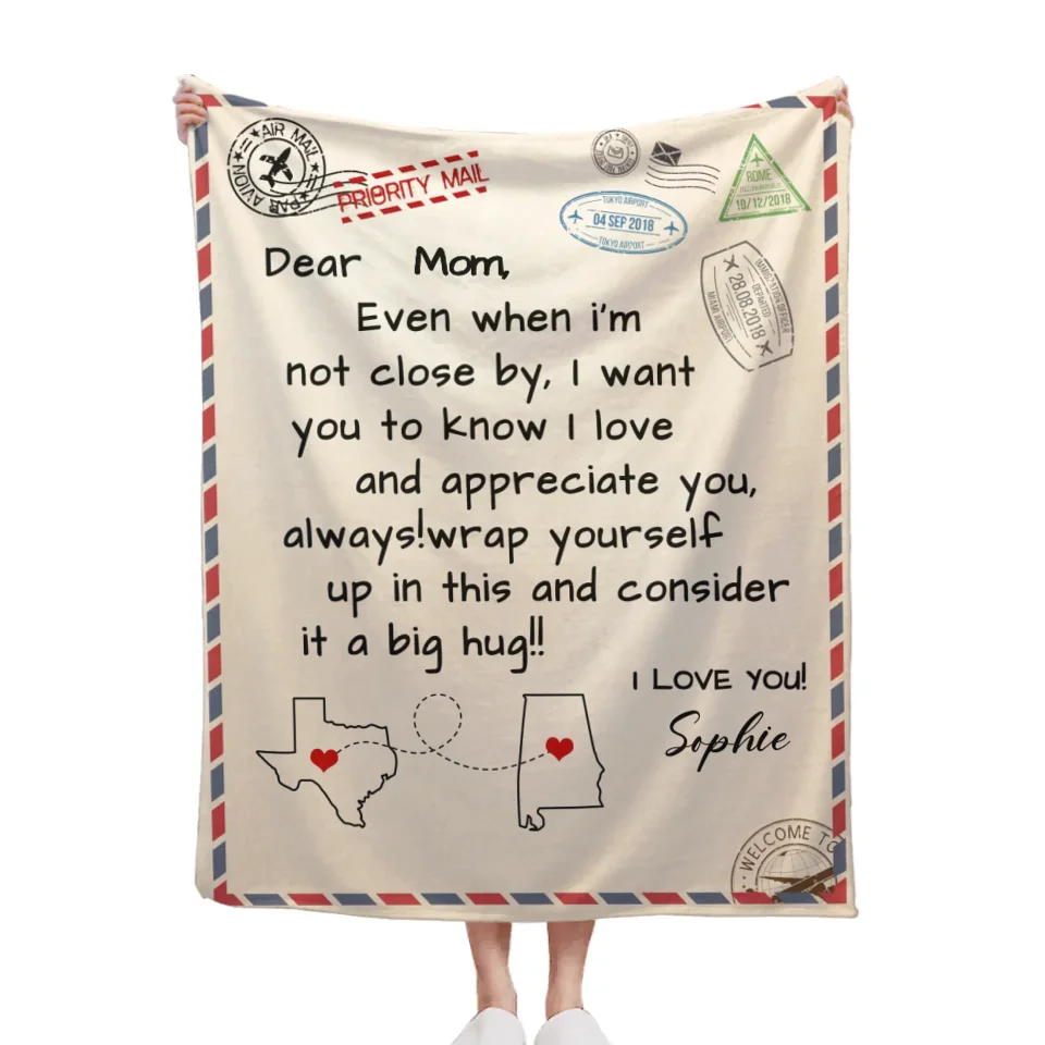 Customized Letter Blanket - Personalized Area and Name Expression of Love Letter Blanket - A Gift For Parents,Family,Friend