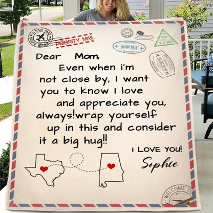 Customized Letter Blanket - Personalized Area and Name Expression of Love Letter Blanket - A Gift For Parents,Family,Friend