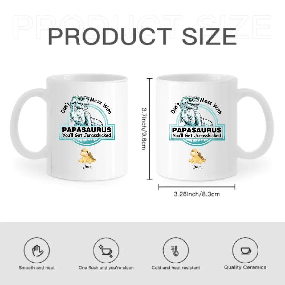 Customized Dinosaur Pattern Mug - Personalized Cartoon Dinosaur Mug with Pattern and Nickname - A Gift For Dinosaur Lovers,Family