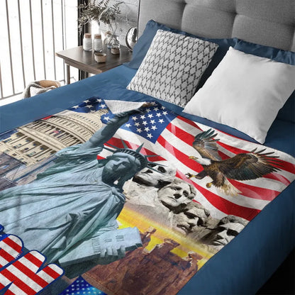 Custom American Flag Blanket - American Stars and Stripes Blanket that can be Personalised with Name - A Gift For Patriots,Friend,Family