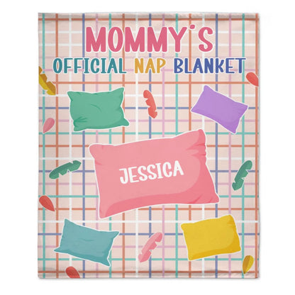 Customized Flannel Blanket - Personalized Nickname and Name Macaron Colorway Pillow Pattern Blanket - A Gift For Mom,Grandma,Family