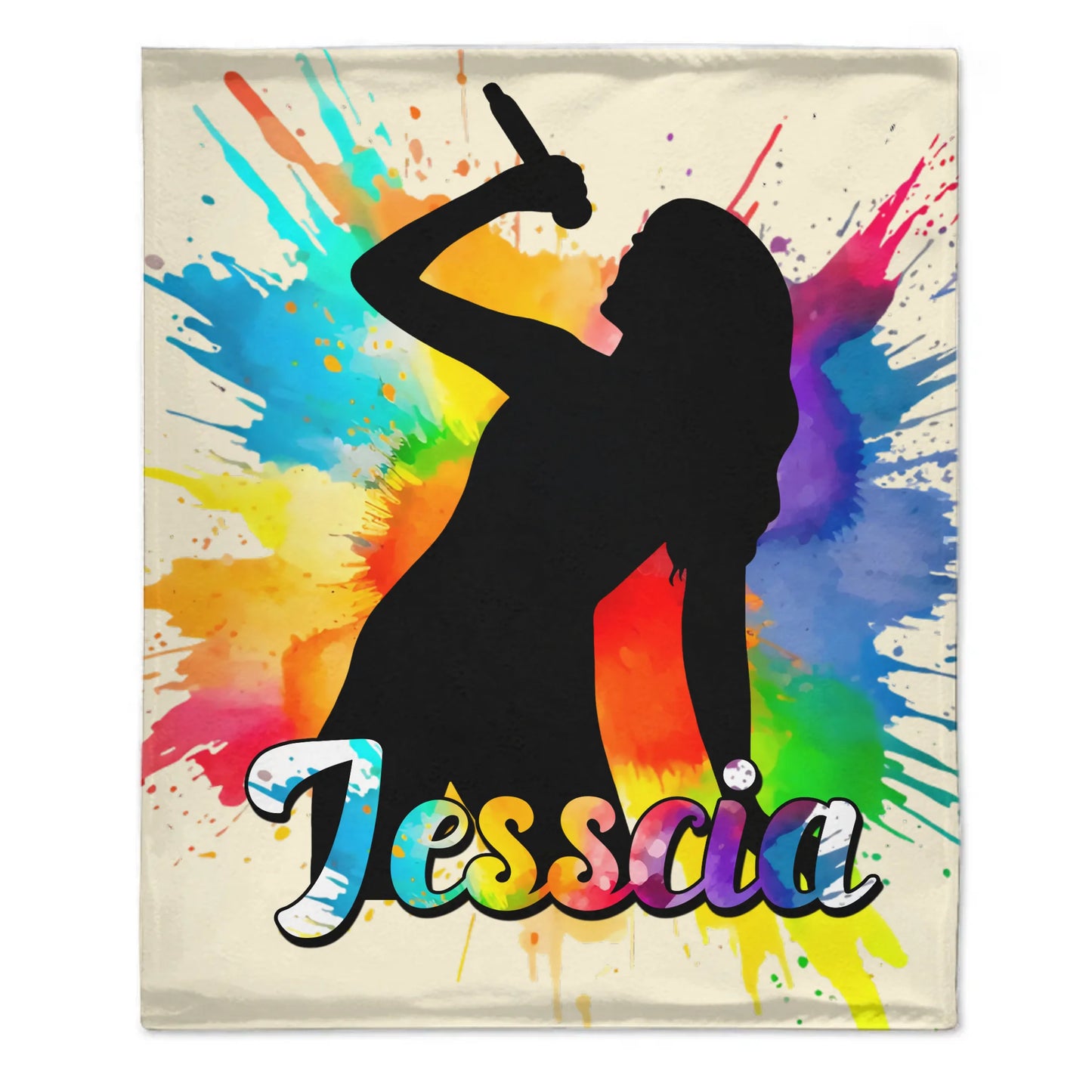 Customized Ink Splash Silhouette Blanket – Personalized Name - Gift for Ink Art Lovers