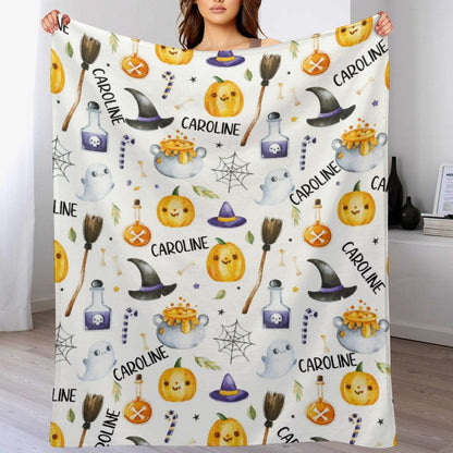 ️Personalized Halloween Baby Blanket, Custom Plush Halloween Blanket