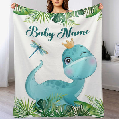 ️Personalized Custom Baby Blankets,Best Gift for Baby、Newborn - Dinosaur Blanket