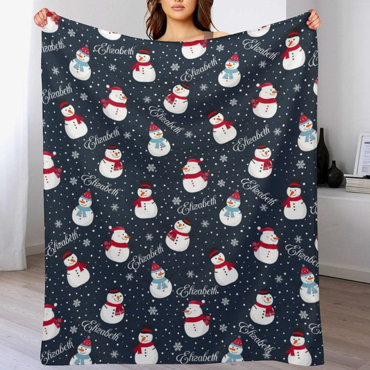 ️Personalize Christmas Snowman Name Blanket