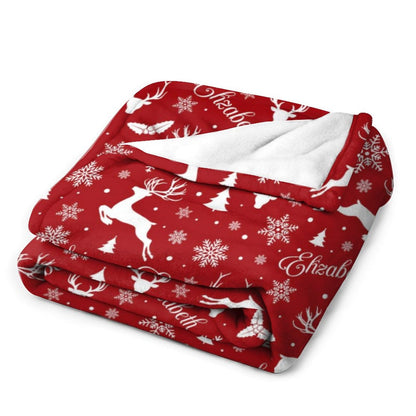 ️Personalied Christmas Reindeer Prints Name Blanket
