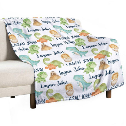 ️Personalized Dinosaur Name Blanket - Gifts for Baby