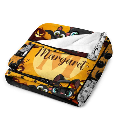 ️Personalized Halloween Pumpkin Name Blanket – Custom Name Baby Blanket