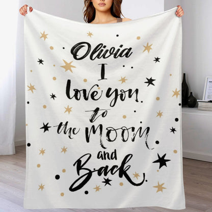 ️I Love You to the Moon and Back Name Custom Blanket