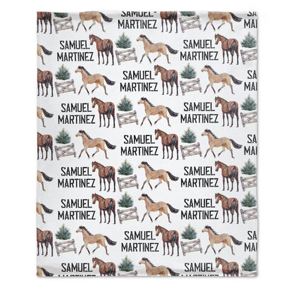 ️Personalized Swaddle Equestrian Baby Blanket - Horse