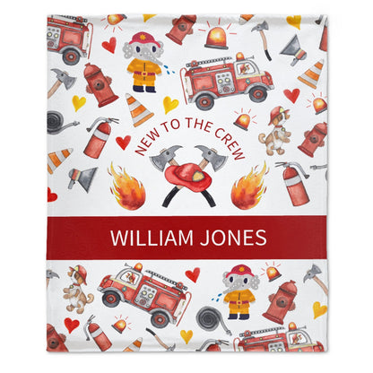 ️Personalized Custom Name Baby Blanket - Fire Service Firetruck Fireman