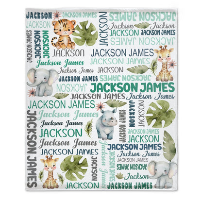 ️Personalized Woodland Blanket with Name - for Kids Boys Girls Toddler Baby Shower Birthday