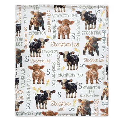 ️Personalized Name Custom Cow Baby Blanket